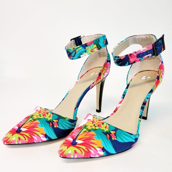 bp Shoes - BP. Mallory Tropical Floral Print Ankle Strap d'Orsay Pump Womens Size 8M EUC